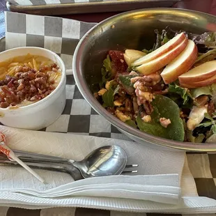 Strawberry salad and cheesy potato soup