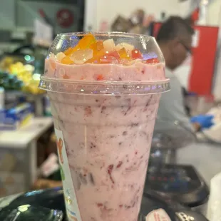 Smashed strawberry yogurt