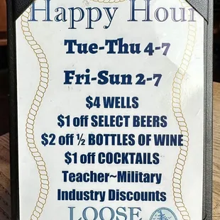 a happy hour sign