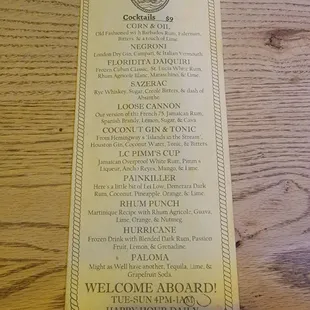 Cocktail Menu