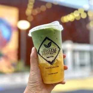 Mango matcha latte
