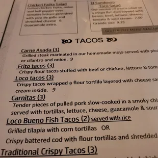 a menu for a mexican restaurant