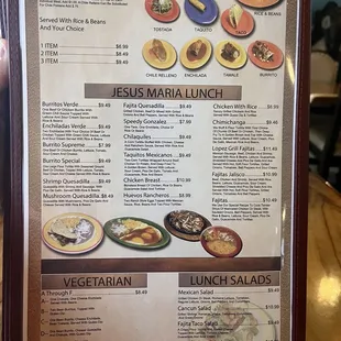Lunch menu
