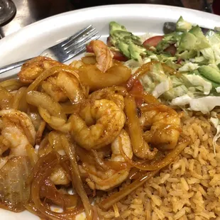 Chipotle Shrimp with fresh avocado and rice