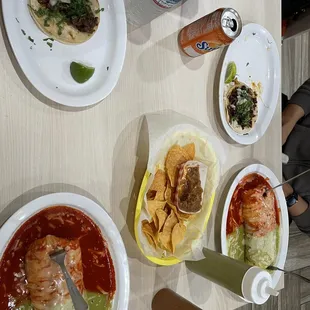 Tacos and wet burritos