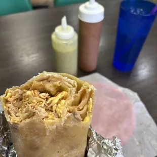 Breakfast burrito with chicken