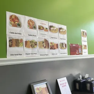 menus on the wall