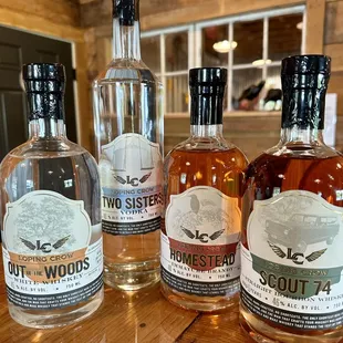 three bottles of spirits