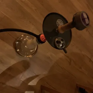 an overhead view of a glass of wine