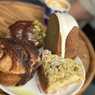 The assortment of pastries we got! Bottom right is pistachio lemon tart that stole the show!!