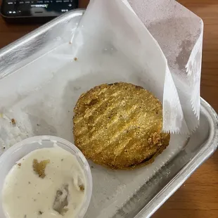 Fried green tomatoes with ranch.