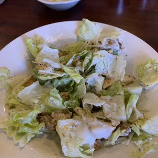 Caesar Salad with blackened chicken.