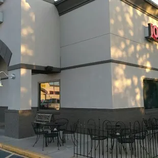 Front and side of Lord Ashley&apos;s including outdoor seating.