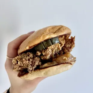 Pecking House Classic Sando - Fried chicken, PH special sauce, caramelized onions, soy pickles, brioche bun