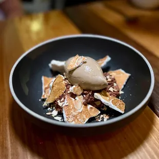 Nathan Matkowsky, May 2023 - Chocolate chiboust, coffee ice cream, almond meringue