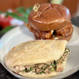 Korean Fried Chicken Sandwich and Chinese 'Ham-burger' by Nathan Matkowsky