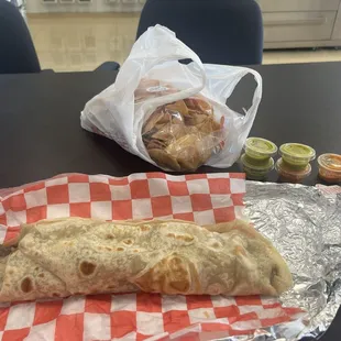 Bistek burrito and fresh salsas