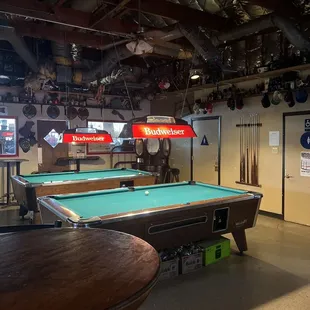 billiard tables and pool tables