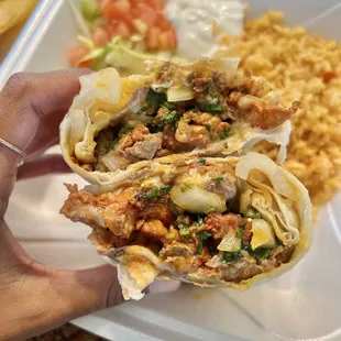 Inside the Al Pastor &amp; Steak Burrito