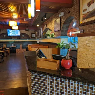 the bar and dining area