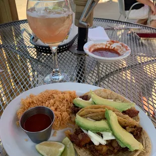 Rosé margarita and Chorizo &amp; Potato tacos.