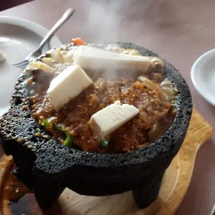 The carne asada molcajete.