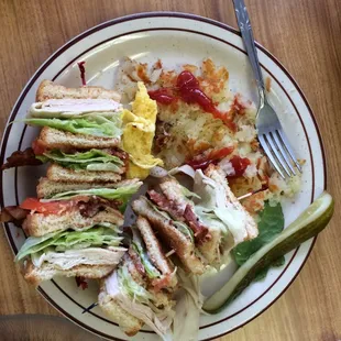 Club sandwich and substituted hash browns instead of fries.