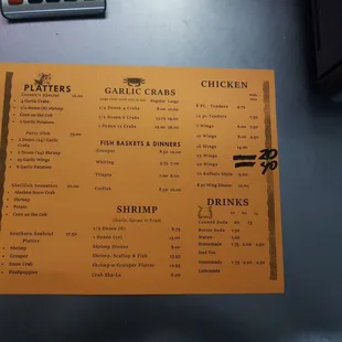 menu
