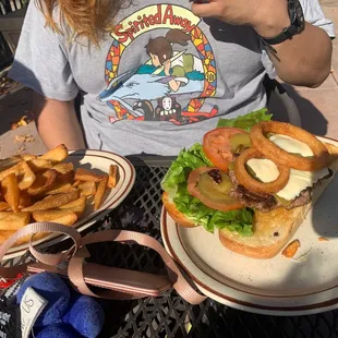 Bronco Burger With Fries.