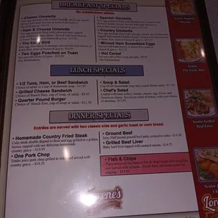 Senior menu