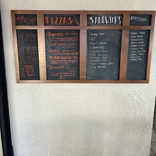 menus on the wall