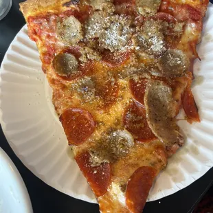 Pepperoni and sausage slice