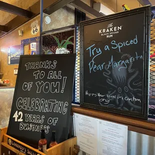 a chalkboard with a message