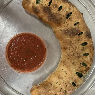 Spinach Calzone w/ our homemade sauce