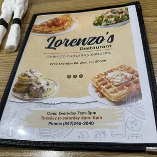 menu, waffles