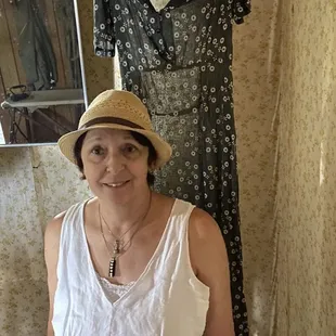 Model in front of dress worn by Sissy Spacek in the movie