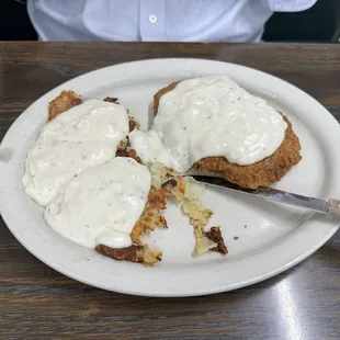Country Fried Steak with home fries, not pictured side of eggs and toast!