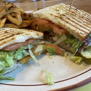 a sandwich and fries