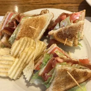 Triple-decker turkey &amp; bacon sandwich ... missing one section because it looked so good that I ate it before taking a picture!