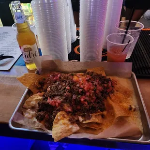 Loaded nachos + ground beef