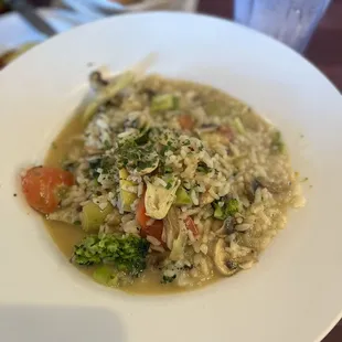 Risotto with veggies and white truffle Oil.