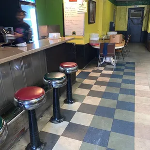 a row of bar stools
