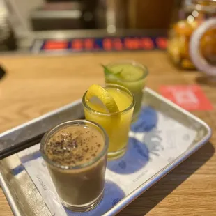 Slushee Flight (Vietnamese Coffee, Mango Sake, Matcha Mojito)