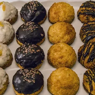 Gluten Free and All Natural Macaroons - original coconut, chocolate chip, Valhrona chocolate, citrus and white chocolate.