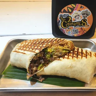 Burrito with Azada (should be Asada) meat, $12. Slightly greasy but flavorful.