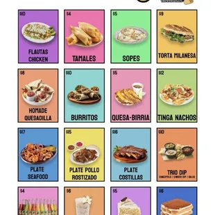 Screenshot of the menu from their website.