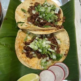 The chorizo tacos were so good we each got another.