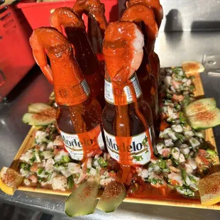 Botana Boracha
Your choice beer with shrimp ceviche
