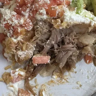 Inside carnitas chimichanga