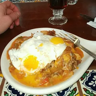 Los 3 Garcias Pork Carnita Skillet.  This was a delecious hit for only $8.75!  The Mexican coffee(con Tequila) es muy fantastico!